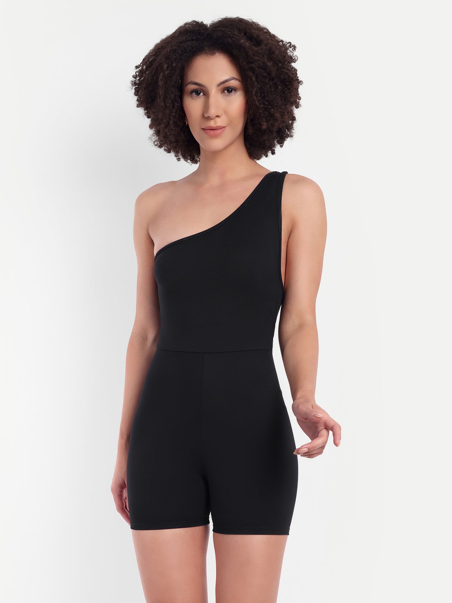 Elle Thigh Length Swimsuit in black with Sarong