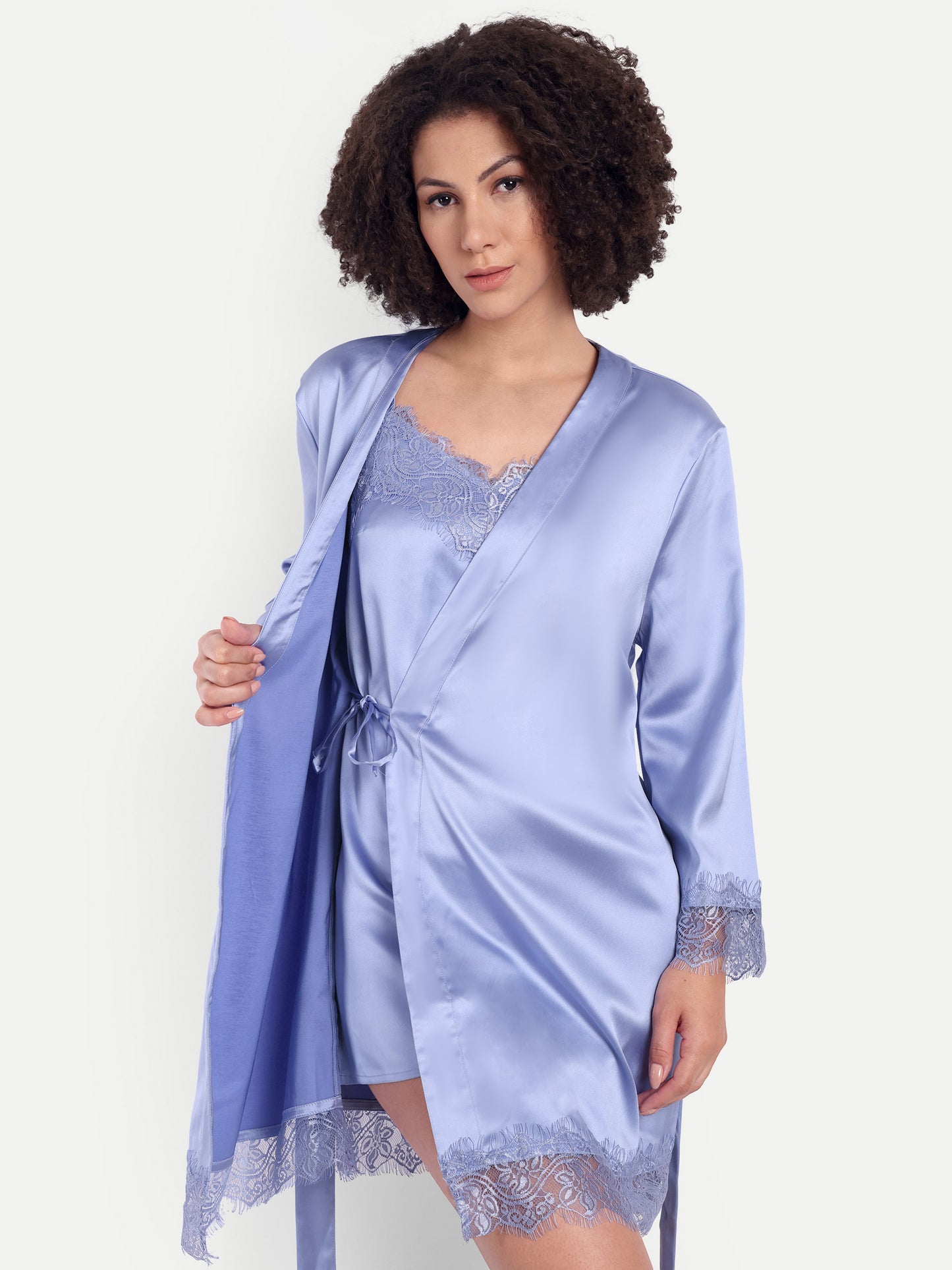 Verse Kimono-Dress Sleep Set in periwinkle