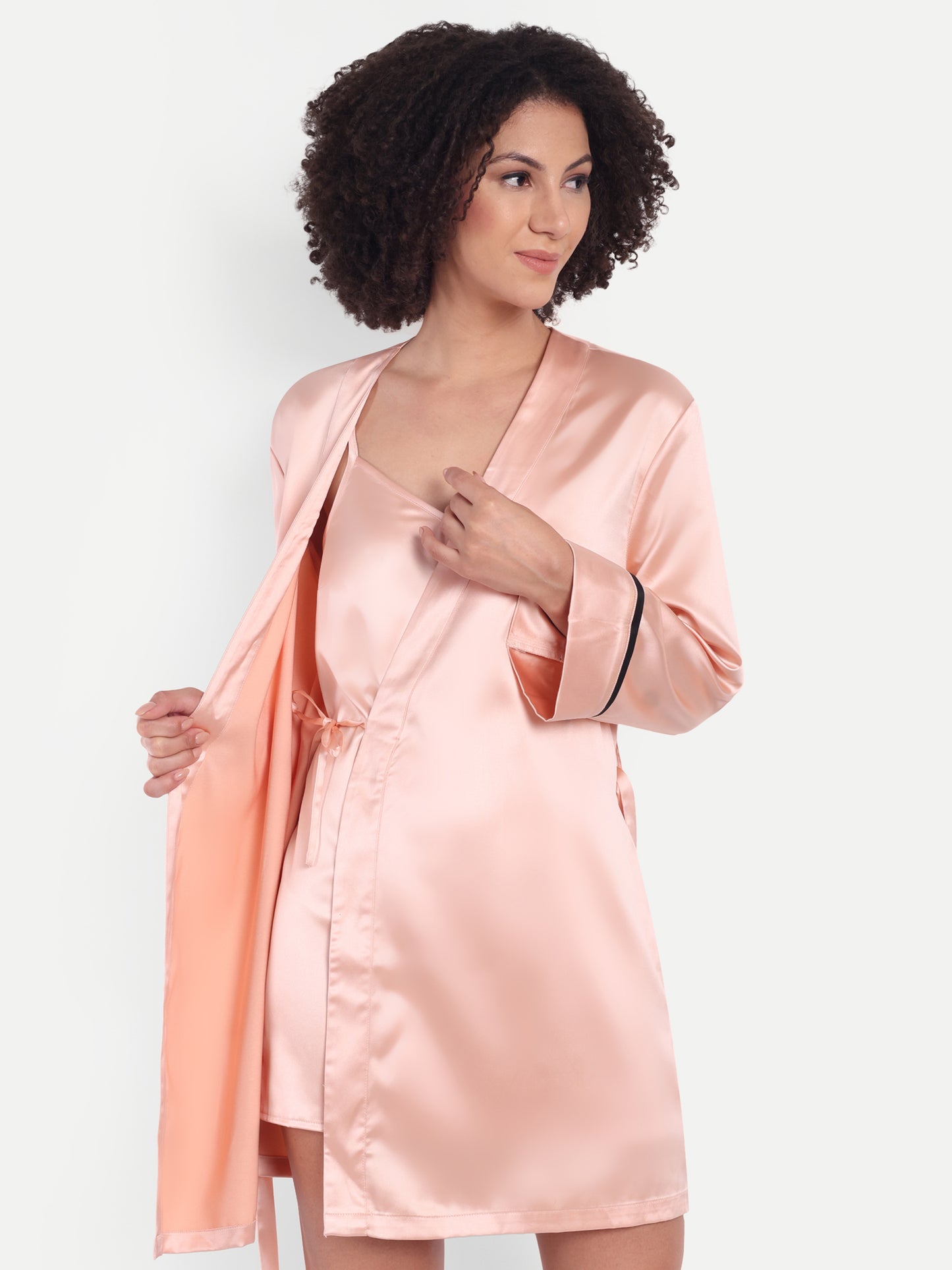 Sonnet Kimono-Dress Sleep Set in peach