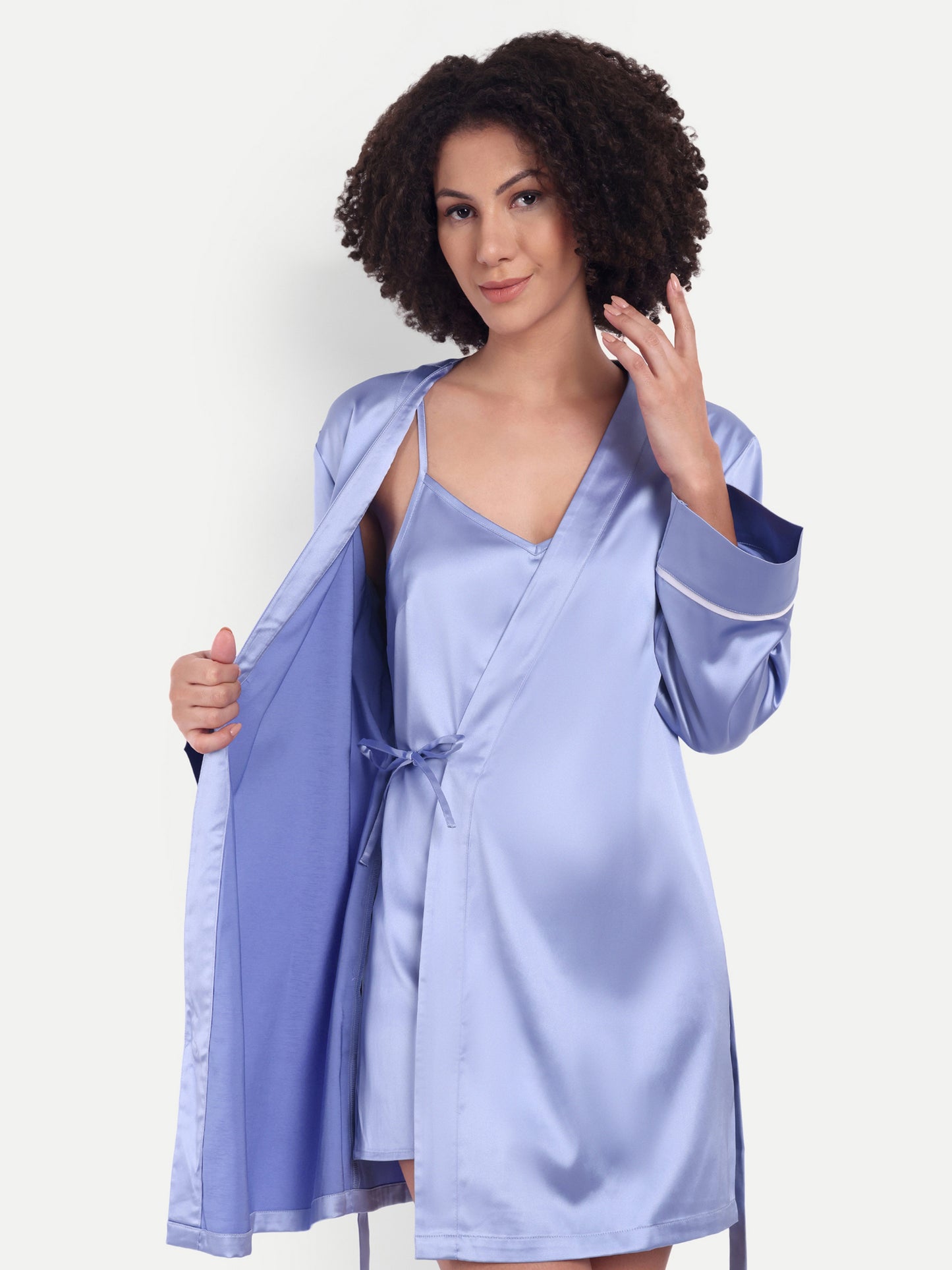 Sonnet Kimono-Dress Sleep Set in periwinkle