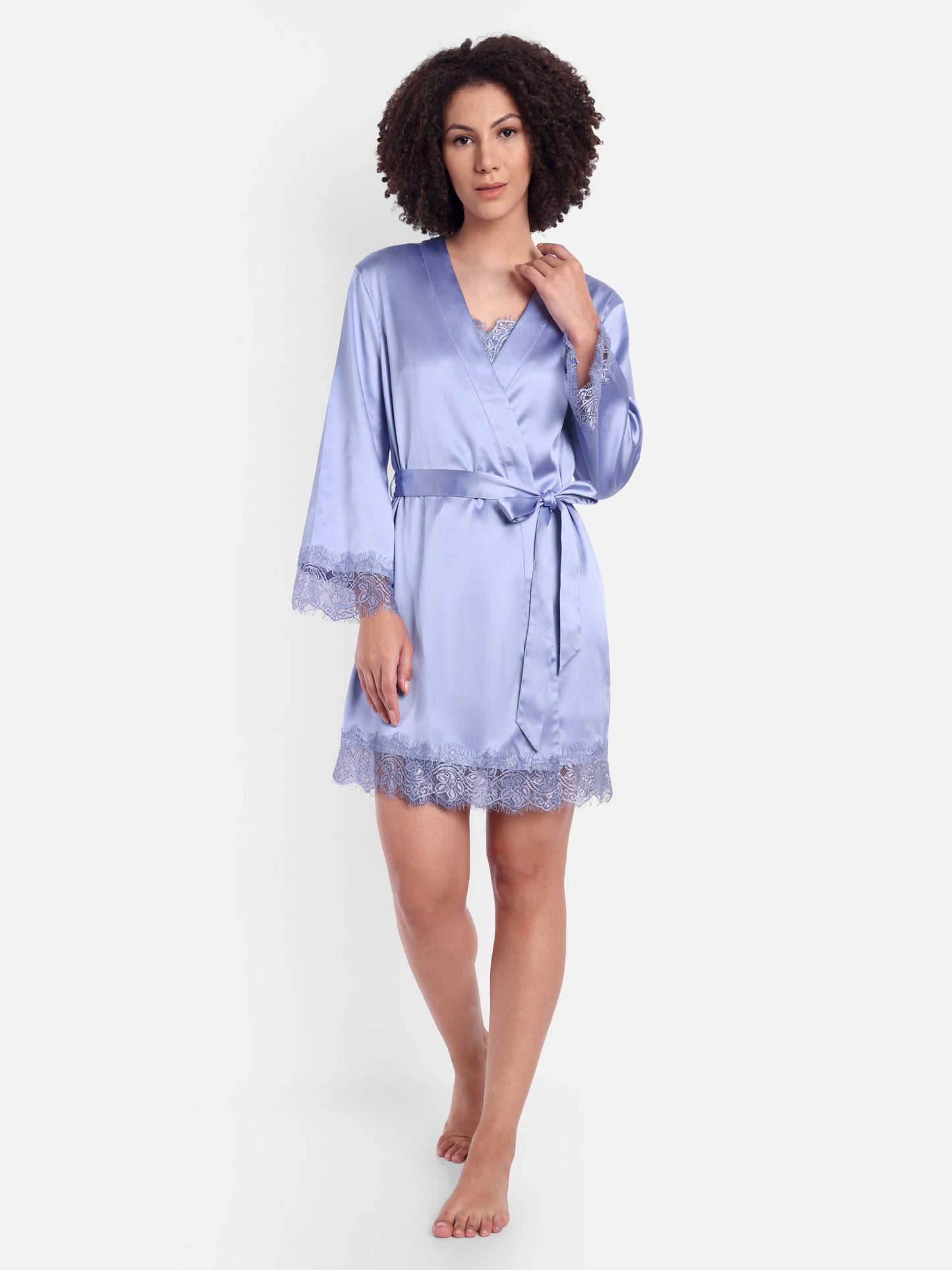 Verse Kimono-Dress Sleep Set in periwinkle