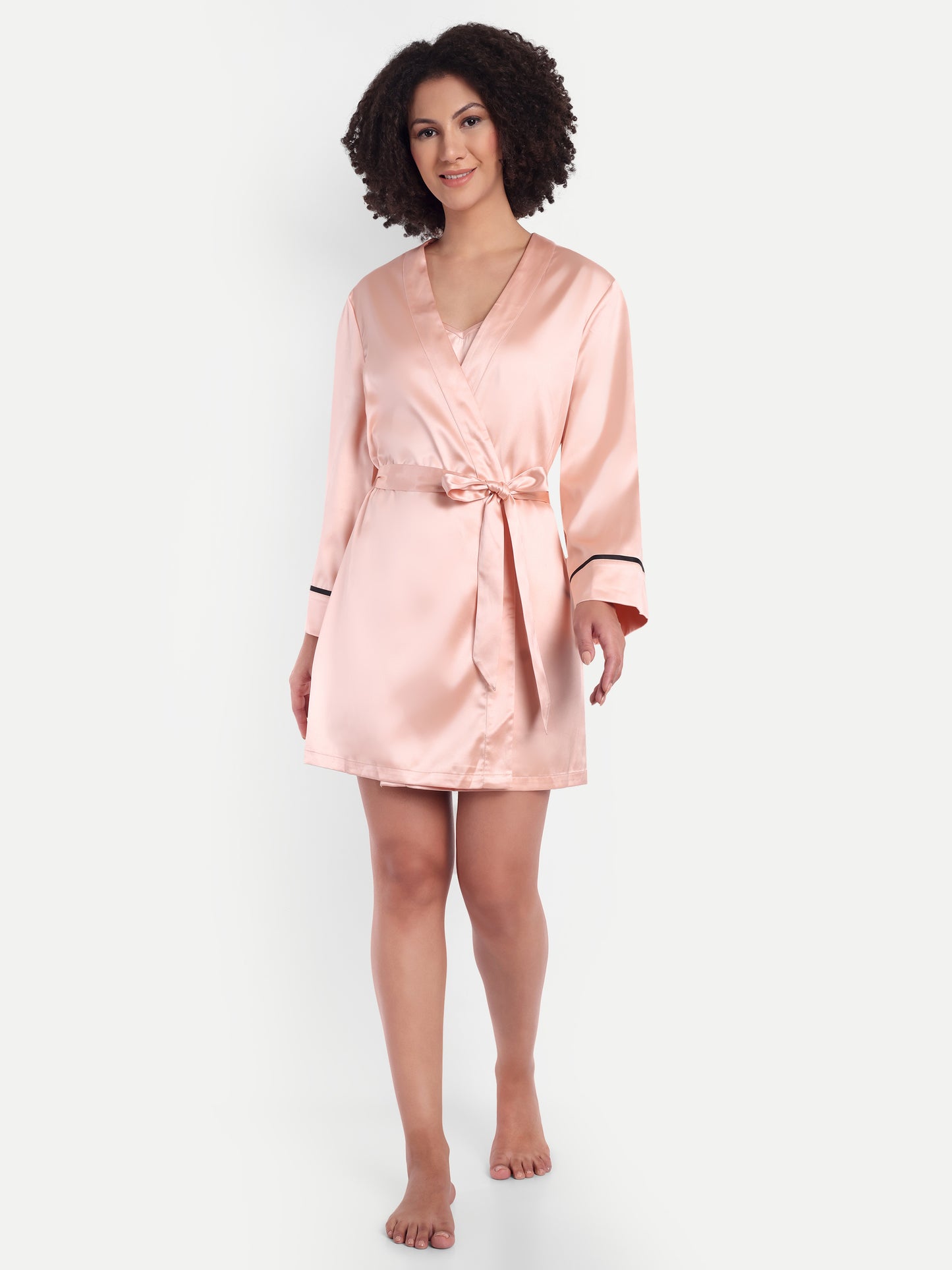 Sonnet Kimono-Dress Sleep Set in peach