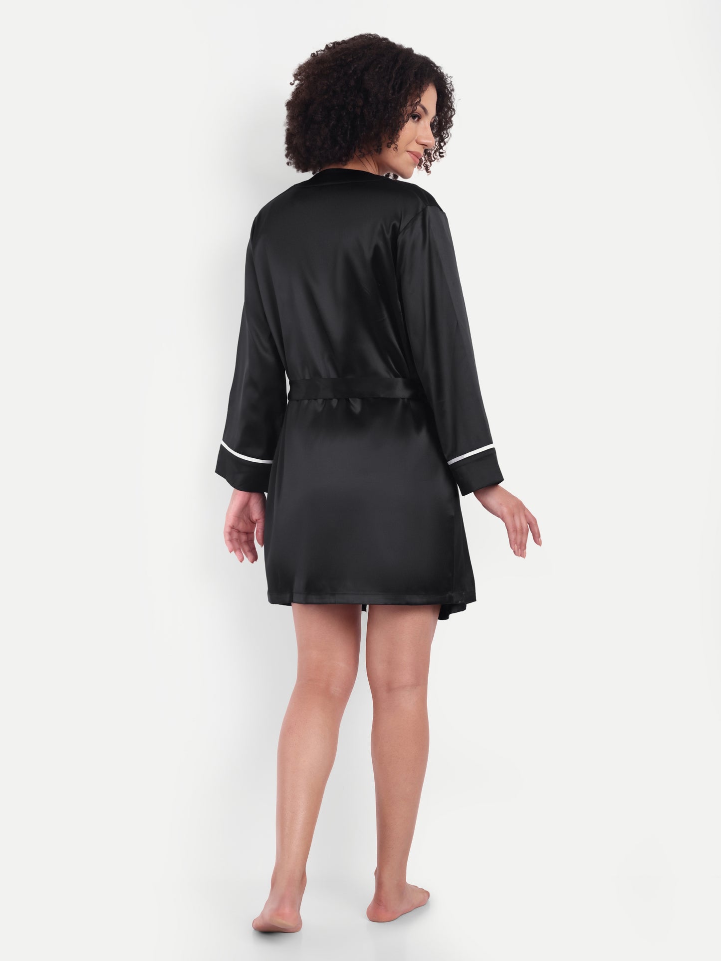 Sonnet Kimono-Dress Sleep Set in Black