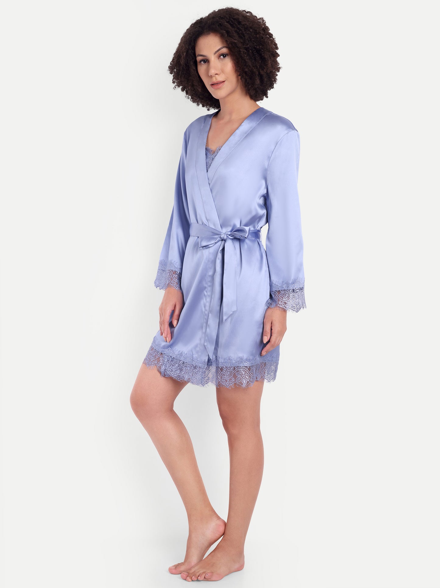Verse Kimono-Dress Sleep Set in periwinkle