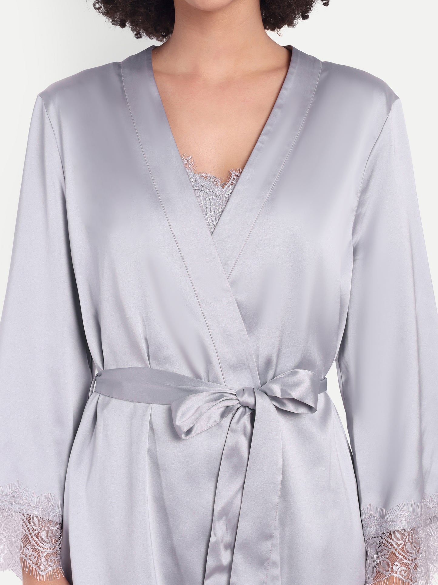 Verse Kimono-Dress Sleep Set in silver
