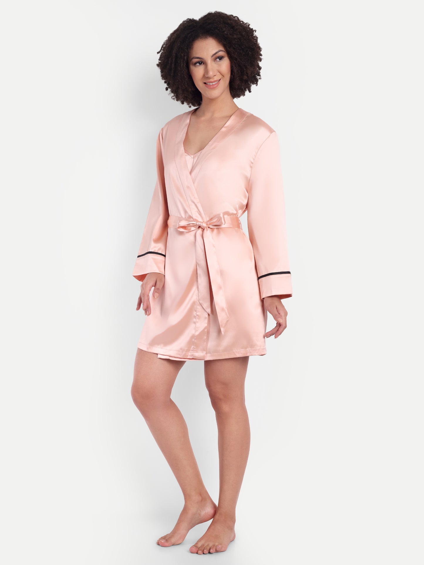 Sonnet Kimono-Dress Sleep Set in peach