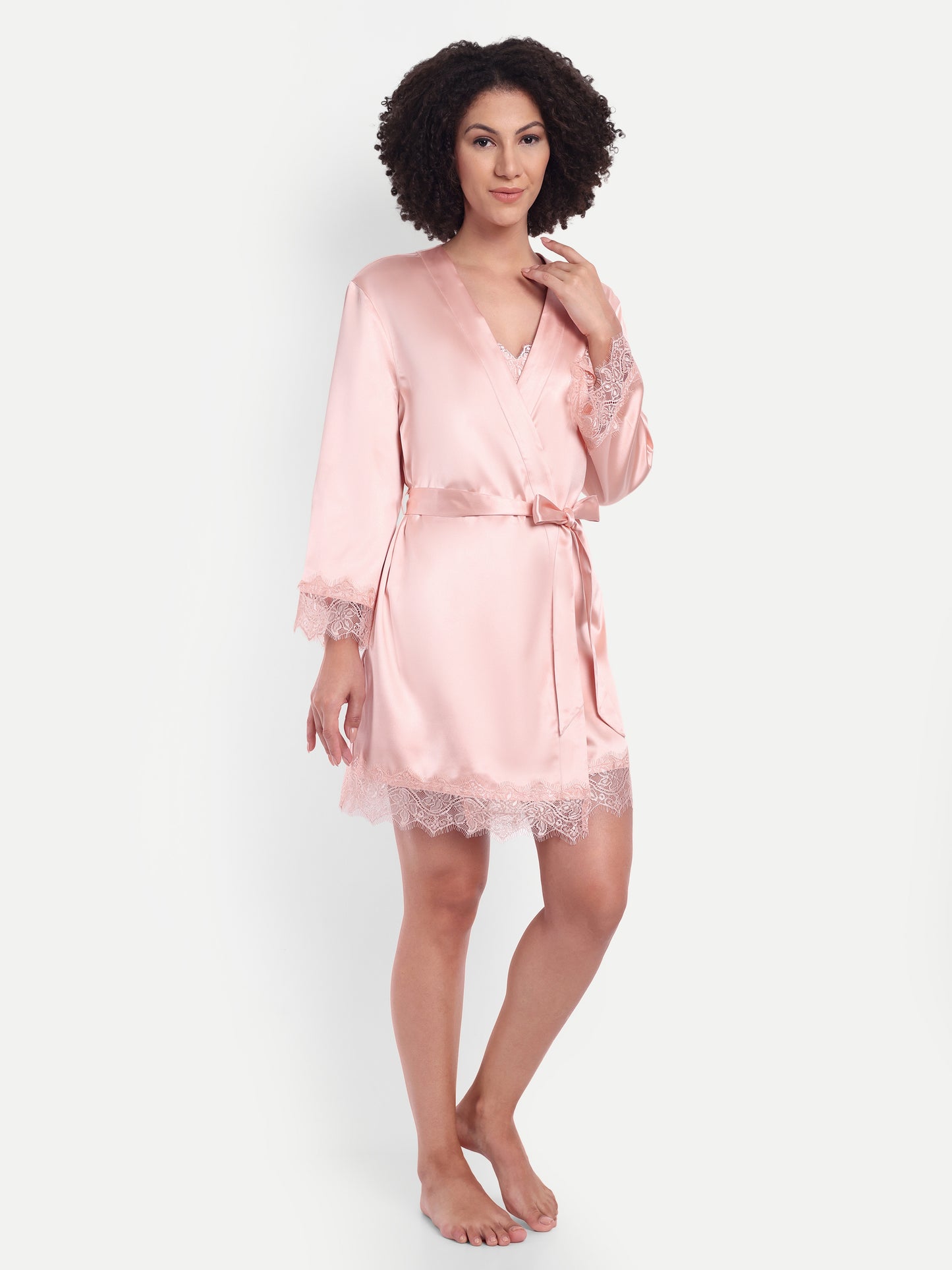 Verse Kimono-Dress Sleep Set in peach