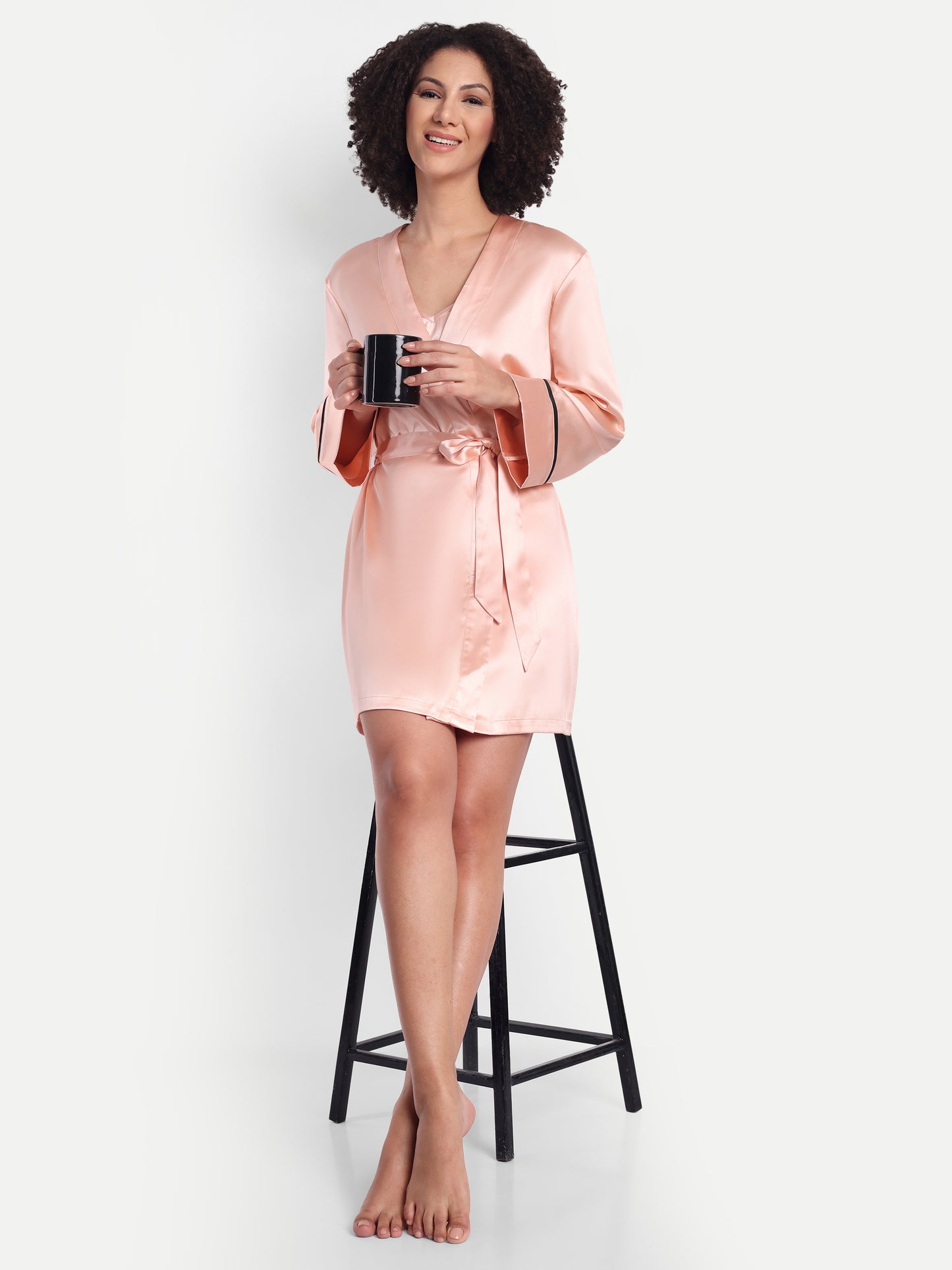 Sonnet Kimono-Dress Sleep Set in peach