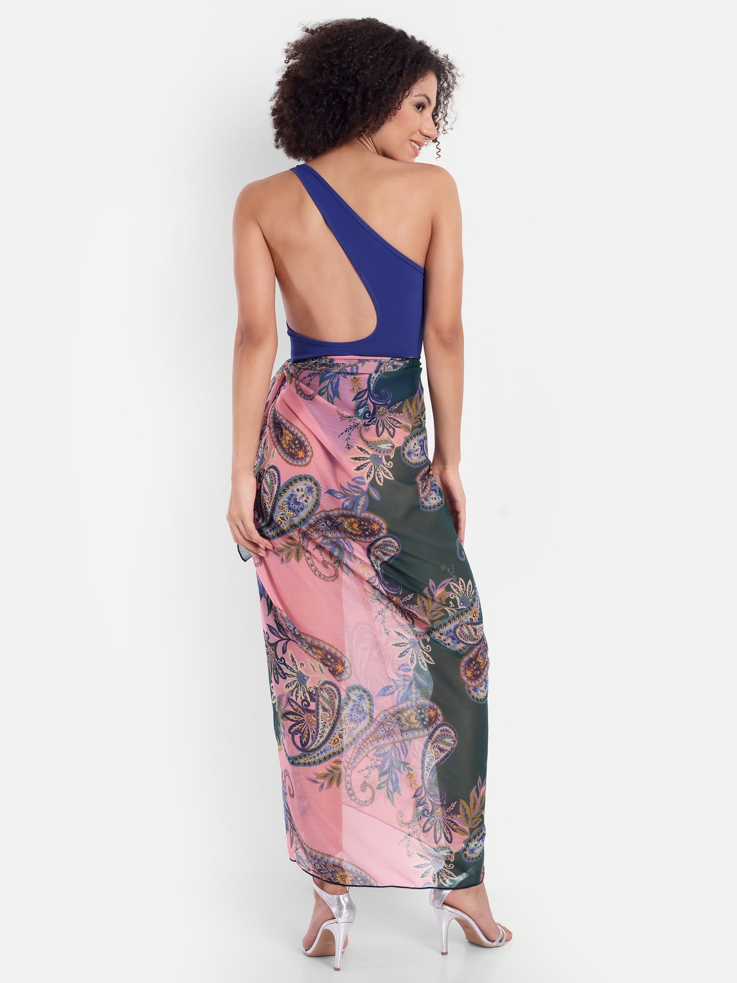 Esme High Cut Swimsuit in Lapis Blue with Sarong
