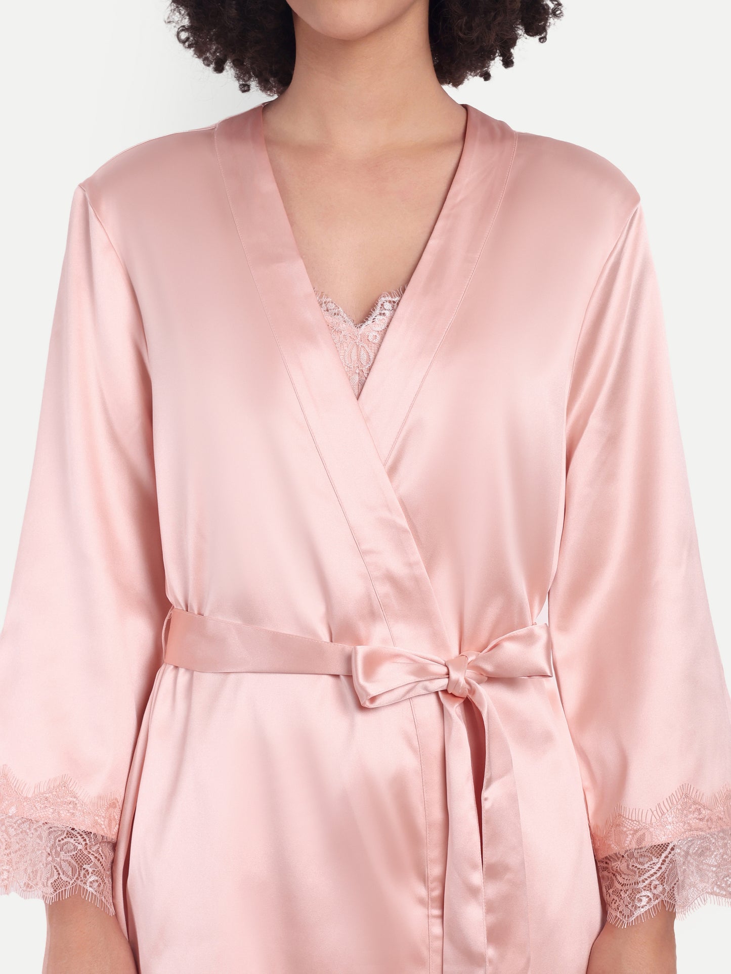 Verse Kimono-Dress Sleep Set in peach