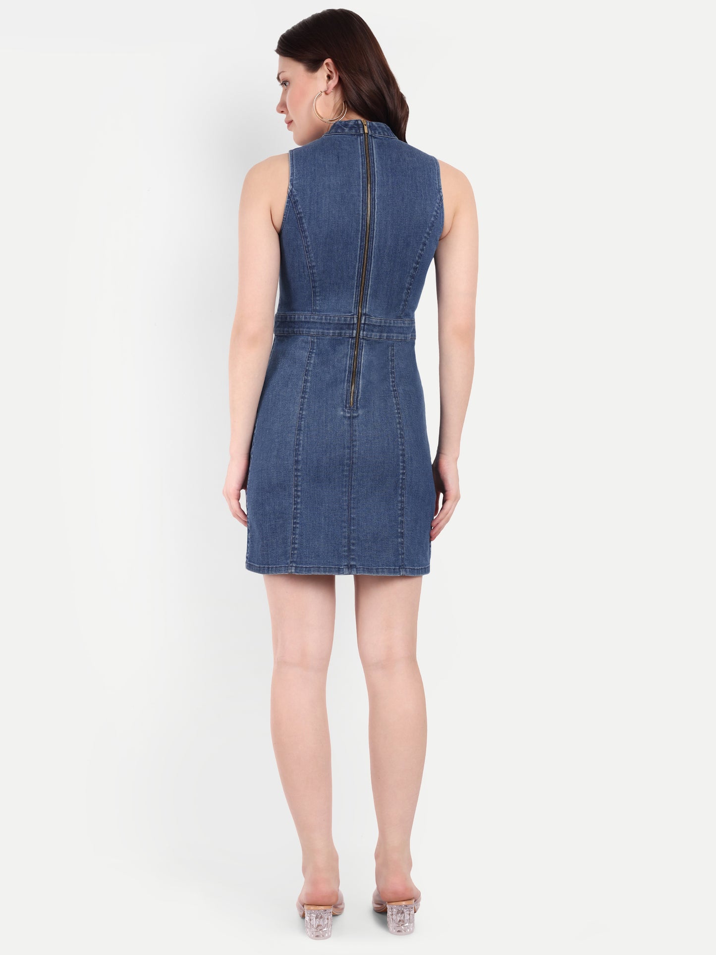 ROSETTE DENIM DRESS