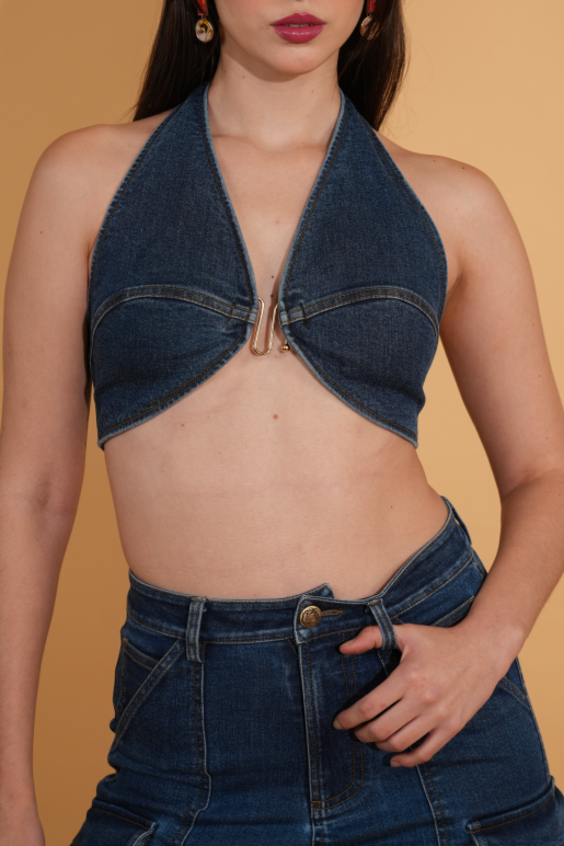 Lexi Denim Halter Neck Bralette