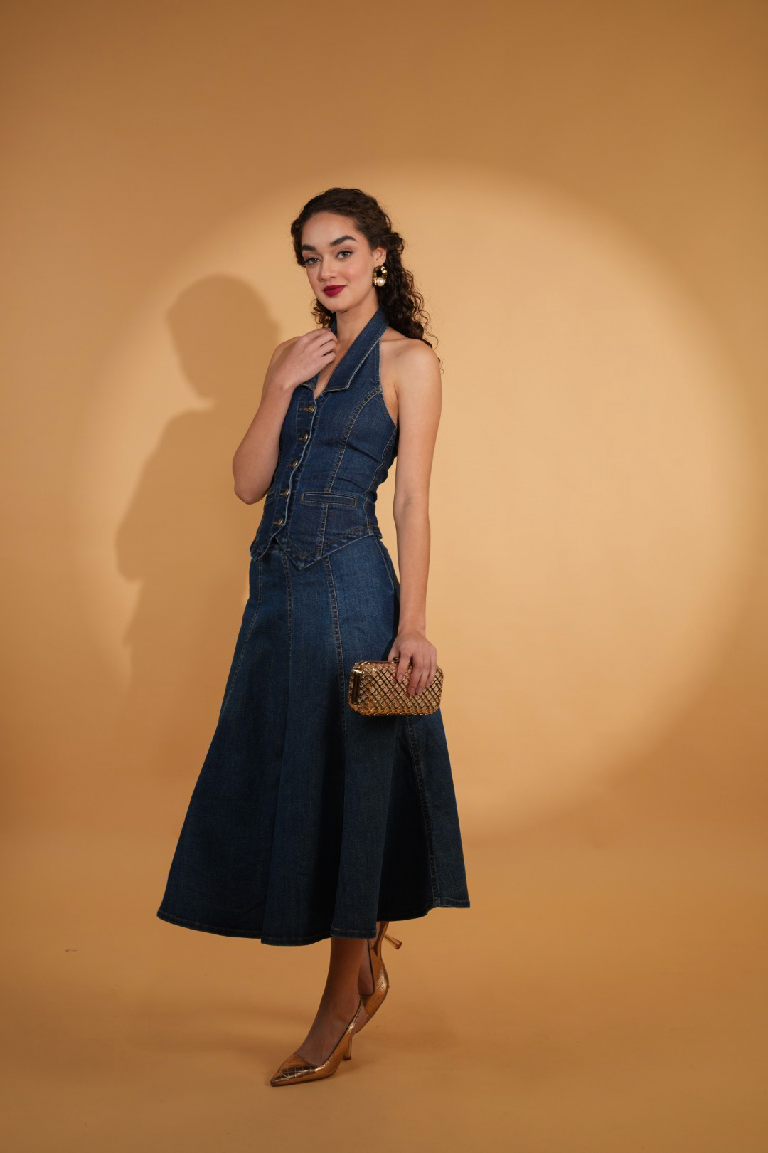 MADISON DENIM FLARED SKIRT