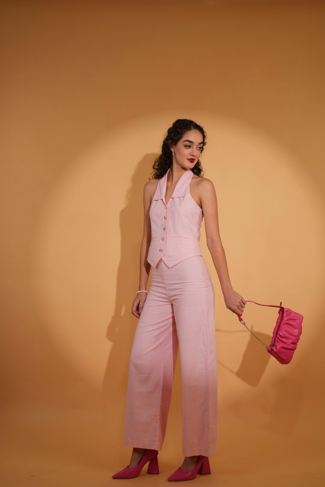 Candy cece Linen Co-ord Set in pink