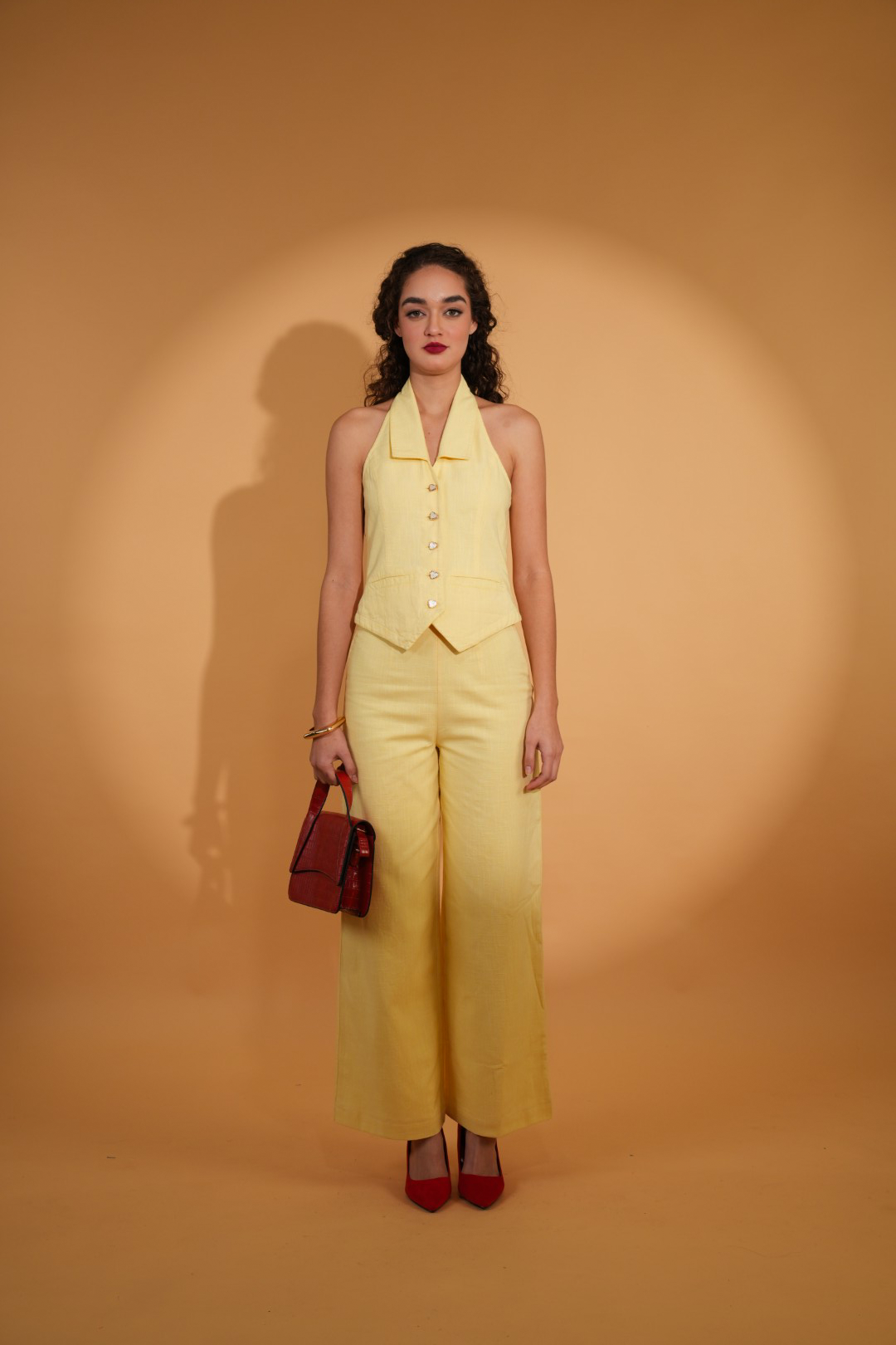 Butter cece Linen Co-ord Set in yellow