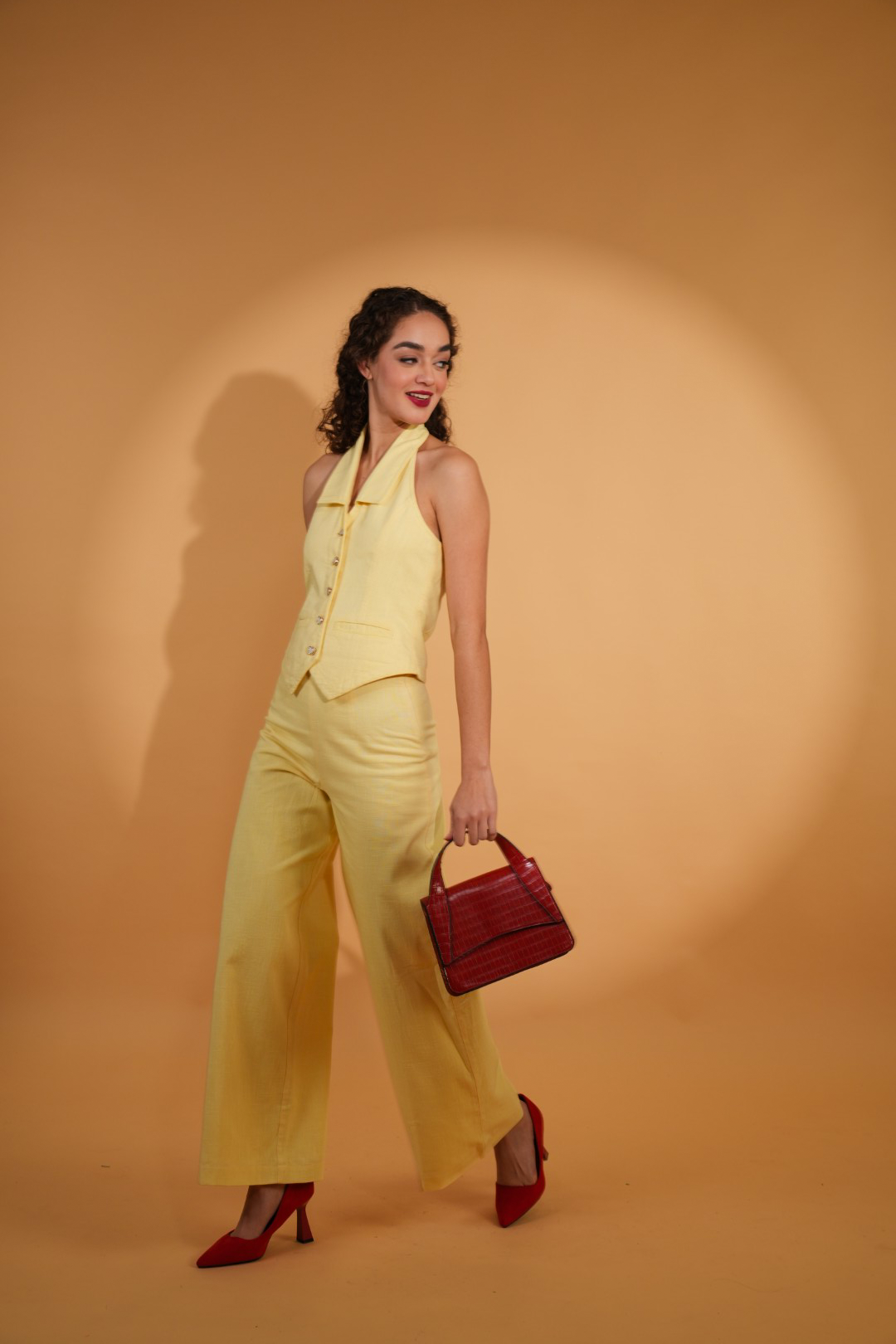 Butter cece Linen Co-ord Set in yellow