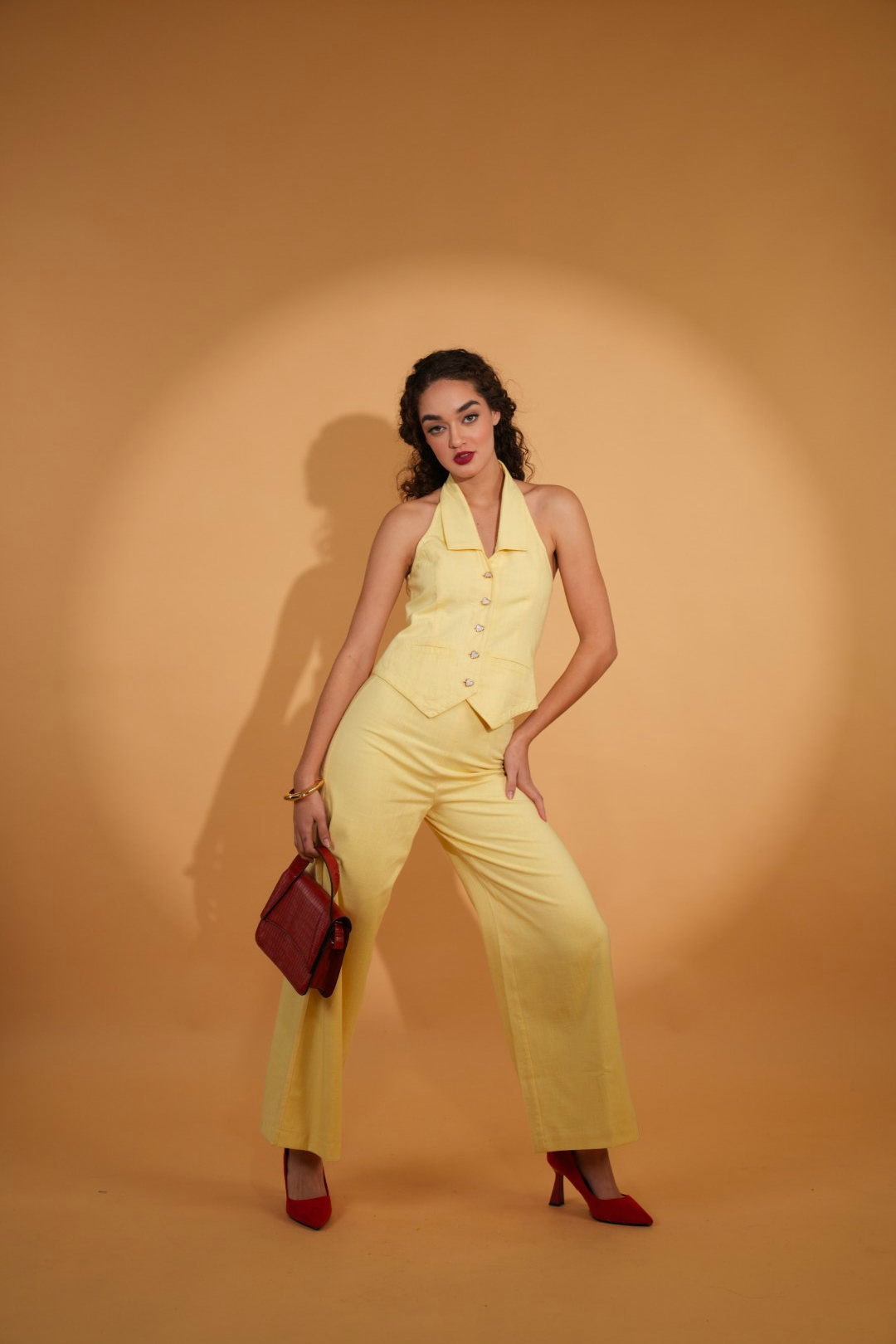 Butter cece Linen Co-ord Set in yellow