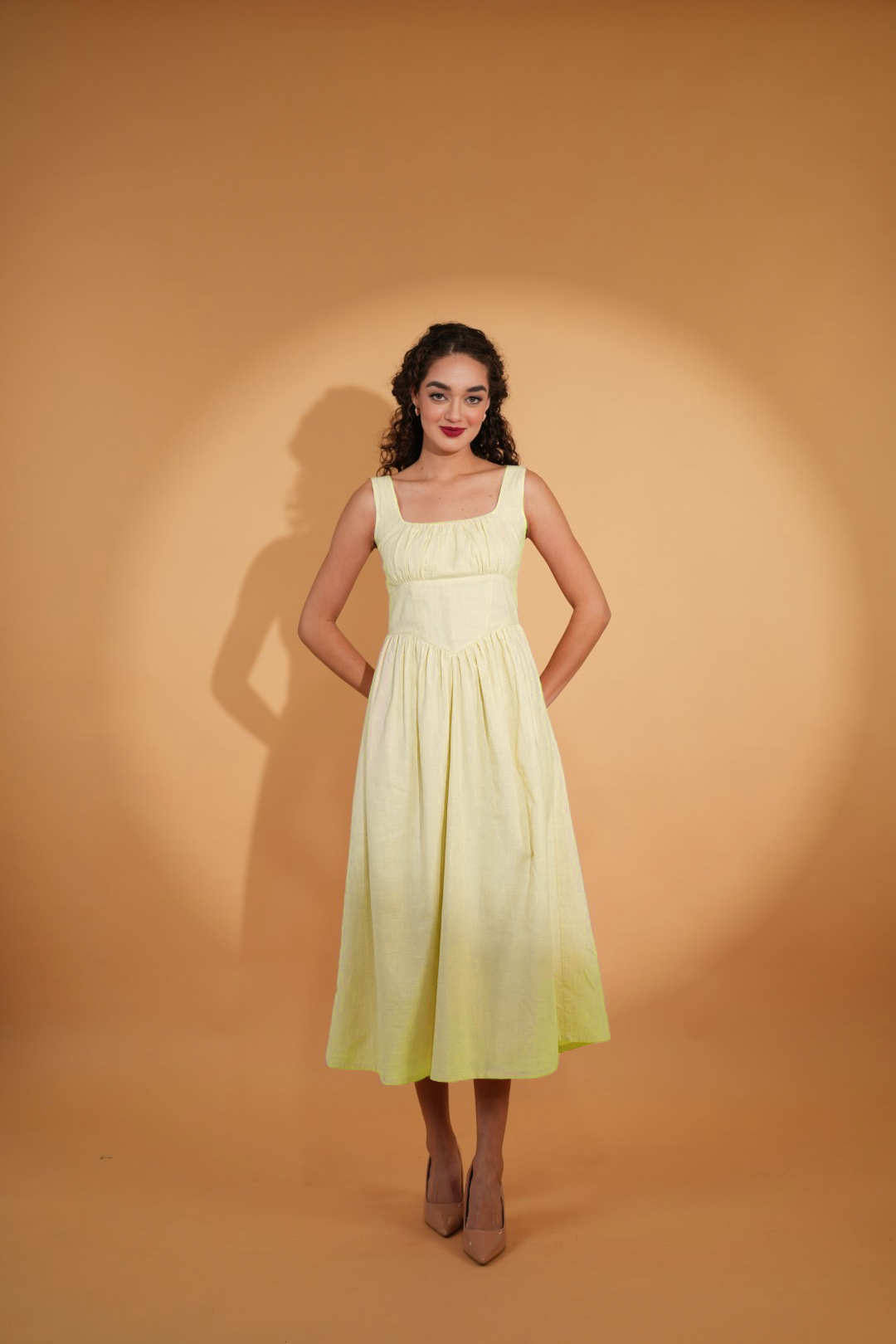 Vanessa Corset Style Dress in Butter Yellow