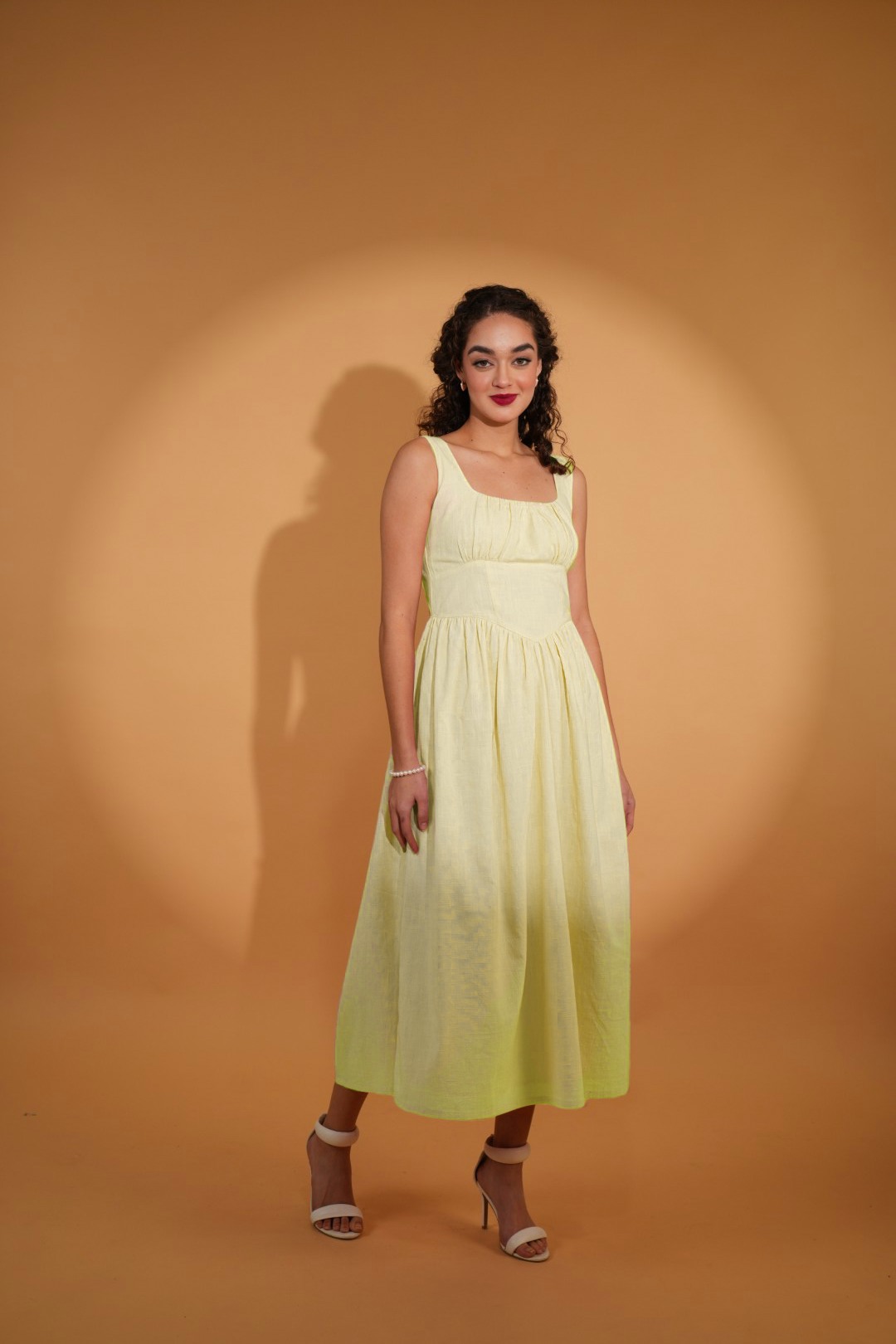 Vanessa Corset Style Dress in Butter Yellow