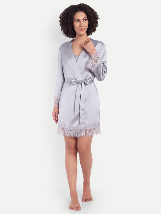 Verse Kimono-Dress Sleep Set in silver