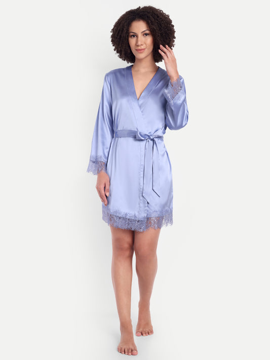 Sonnet Lace-detail kimono in Periwinkle