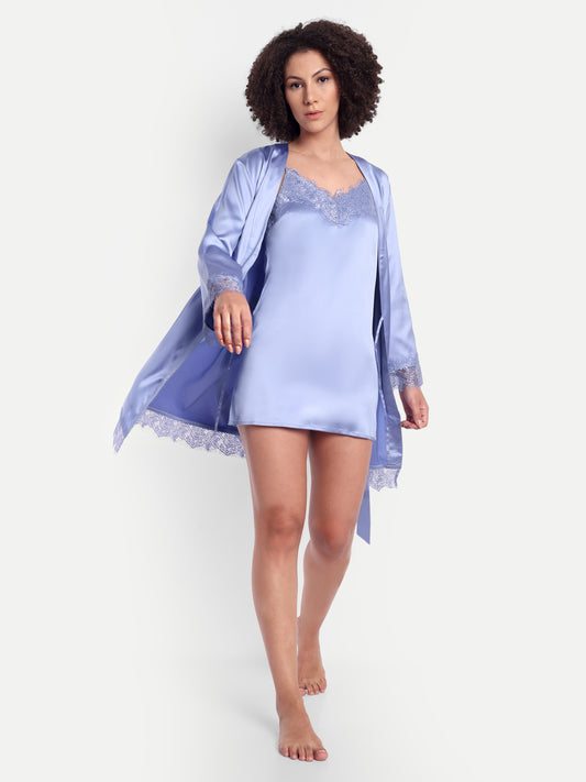 Verse Kimono-Dress Sleep Set in periwinkle