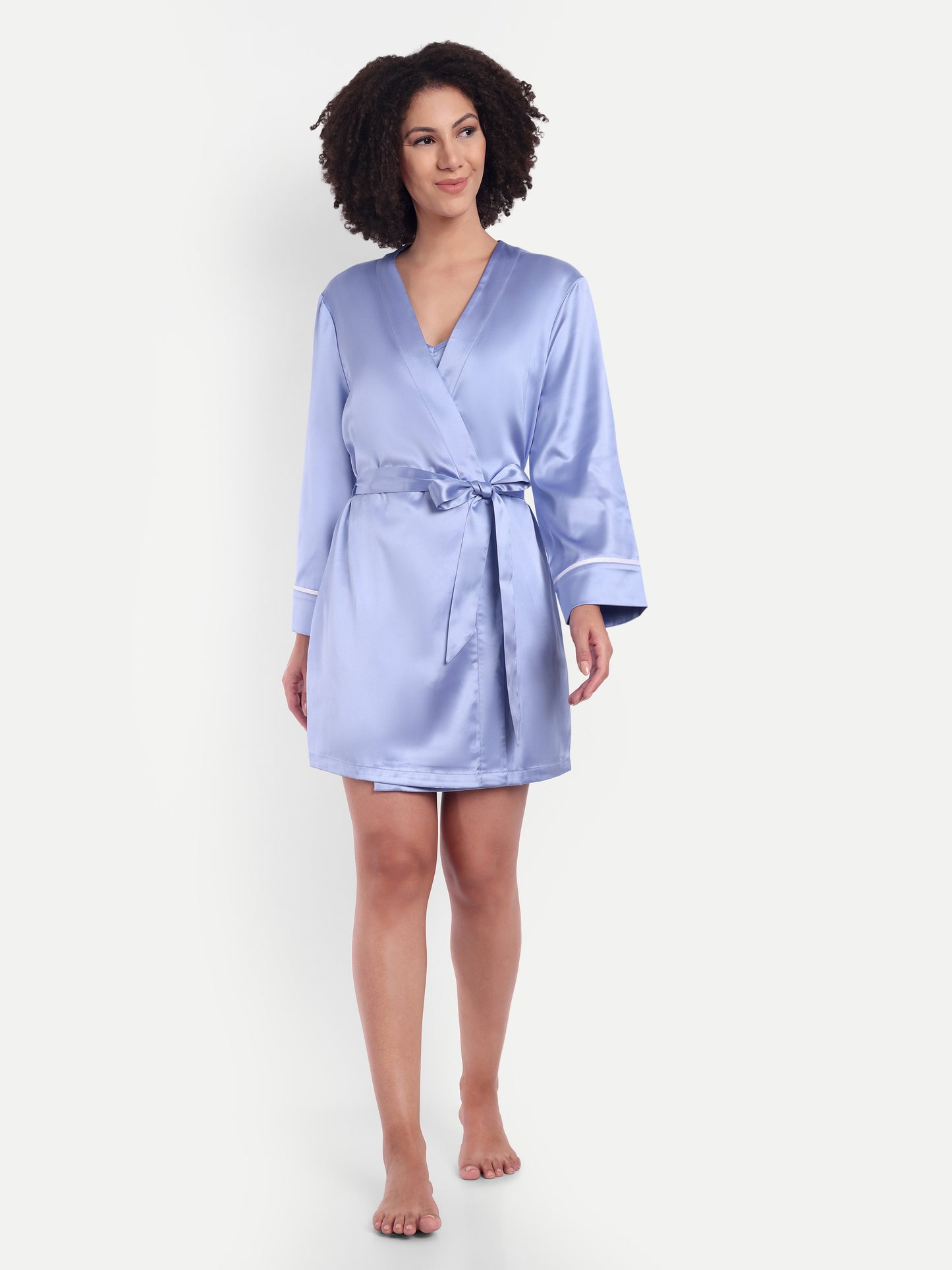 Sonnet Kimono-Dress Sleep Set in periwinkle