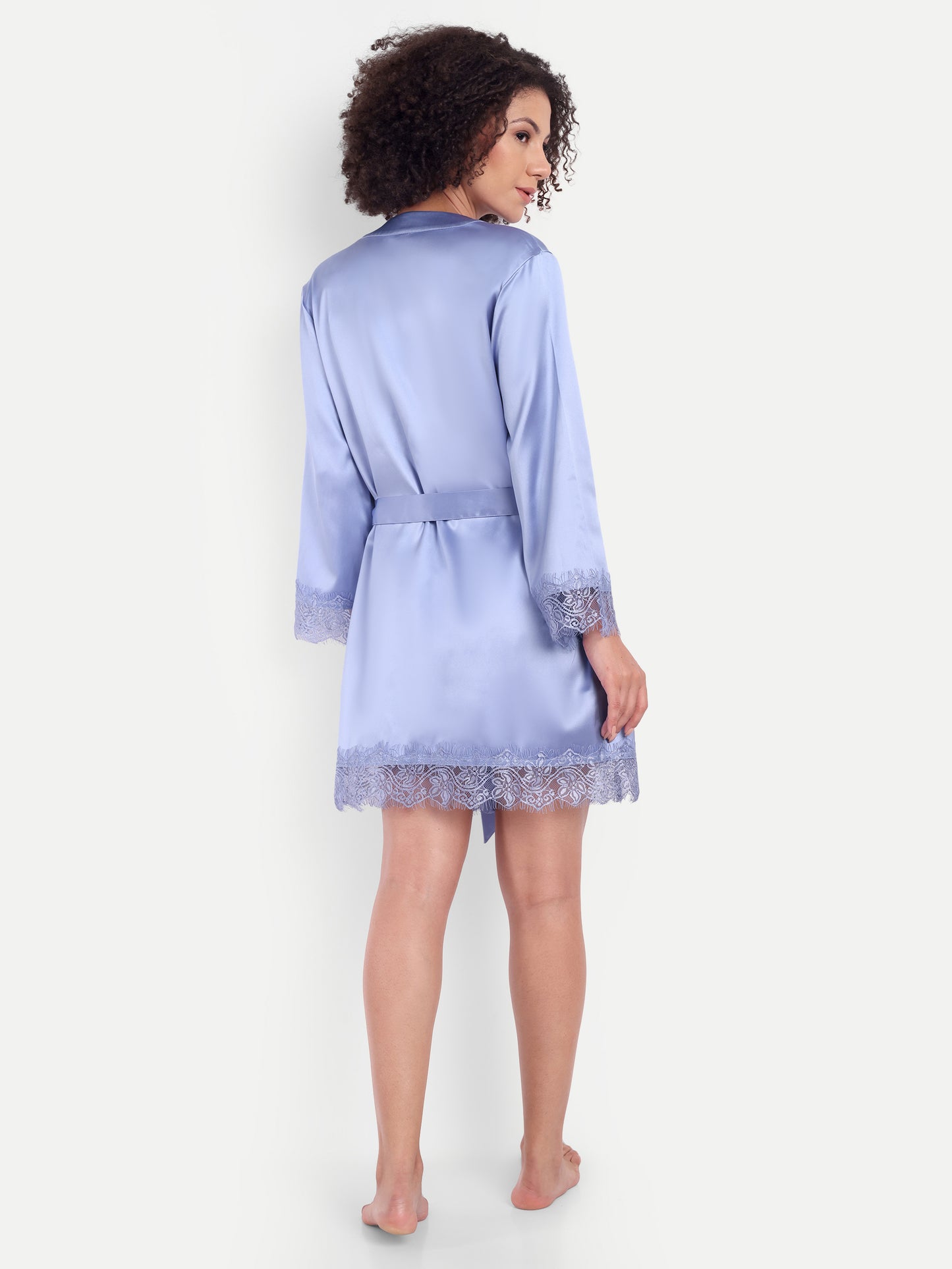 Sonnet Lace-detail kimono in Periwinkle