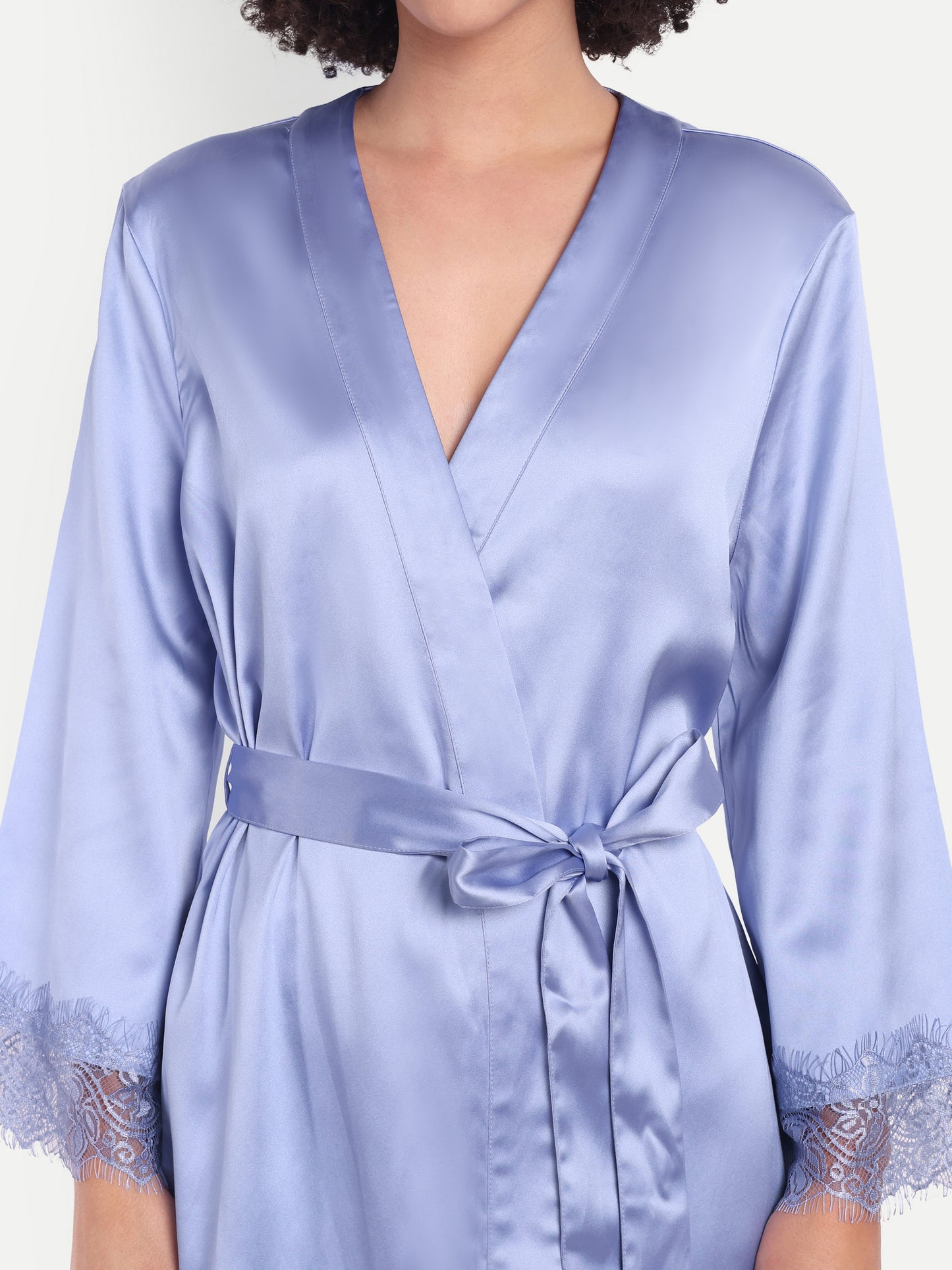 Sonnet Lace-detail kimono in Periwinkle