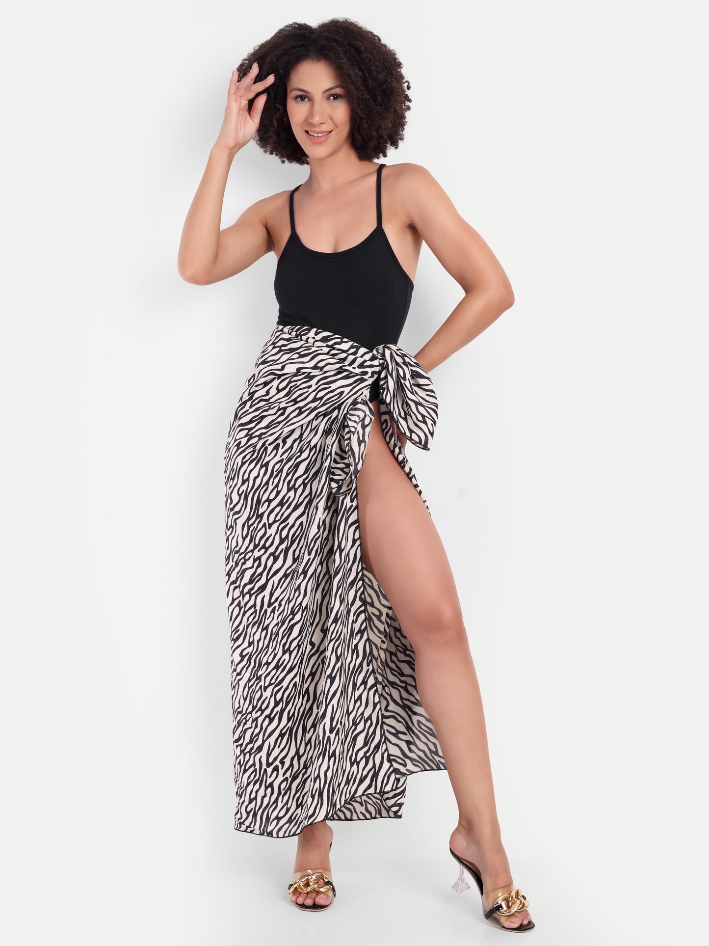 Thea Swimsuit in Black with Sarong