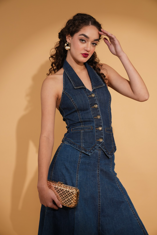 CECE DENIM WAISTCOAT