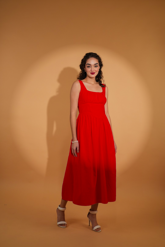 Vanessa Corset Style Dress in Spiced Cherry
